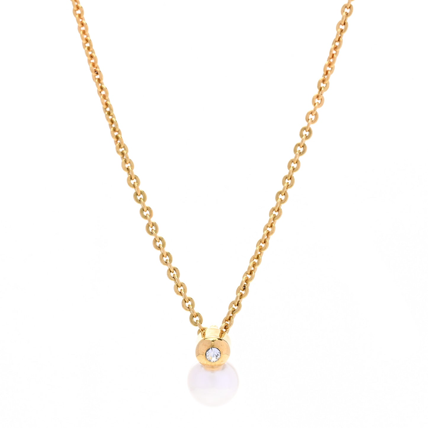 Crystal Pearl Pendant Necklace Gold