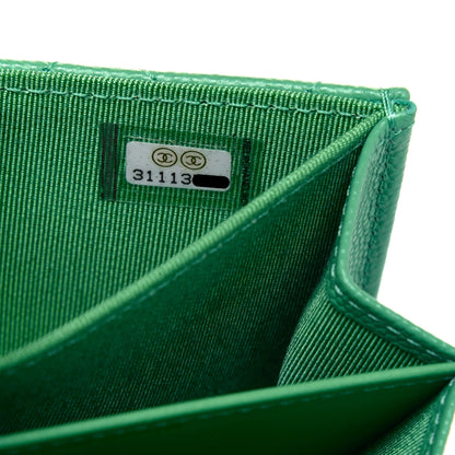Chanel Caviar Quilted Flap Card Holder On Chain Light Green 8 of 12
