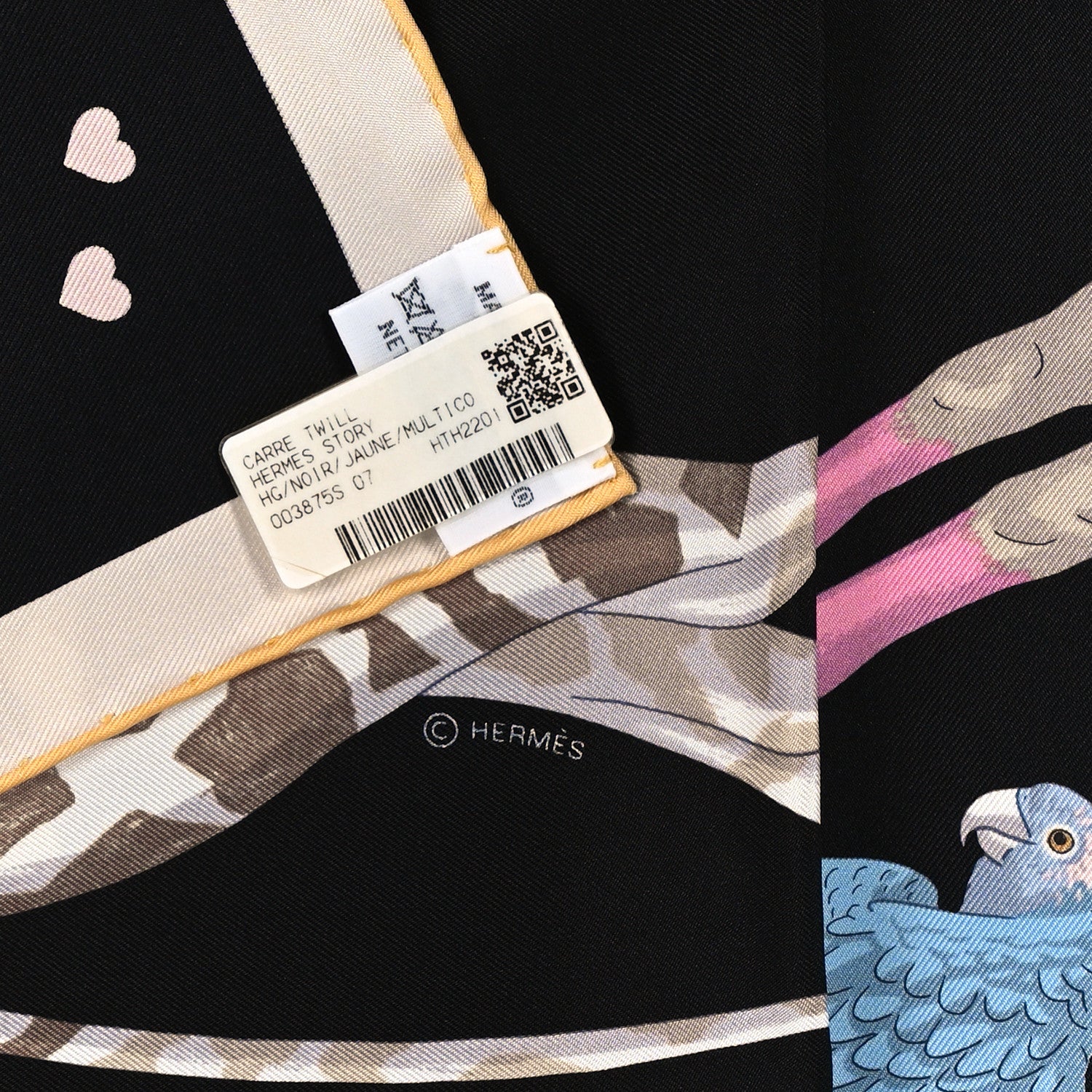 Hermes Silk Story Scarf 90 Marron Black Jaune Multicolor 2 of 3