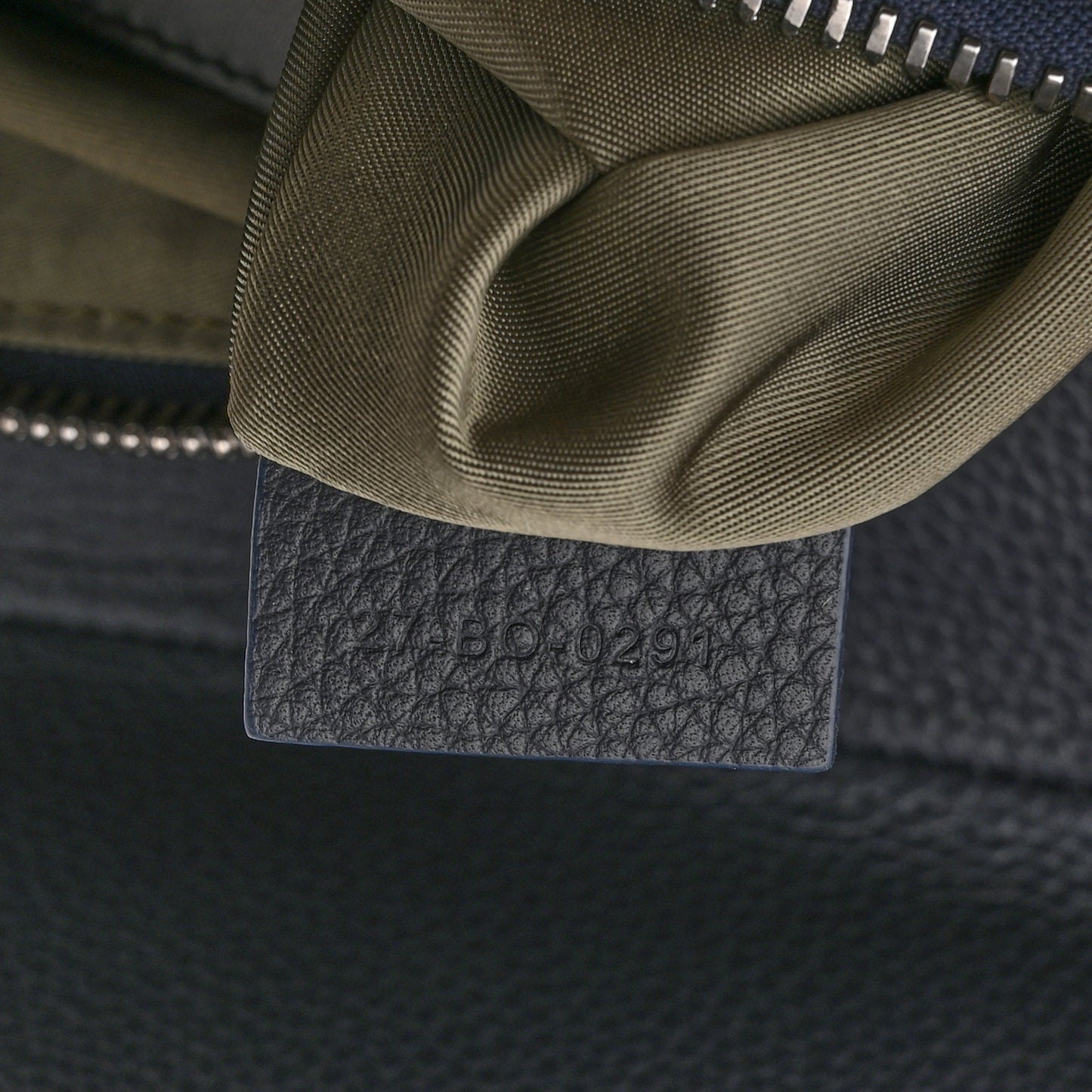 X SACAI Grained Calfskin Technical Fabric Mens Saddle Bag Olive Navy Blue