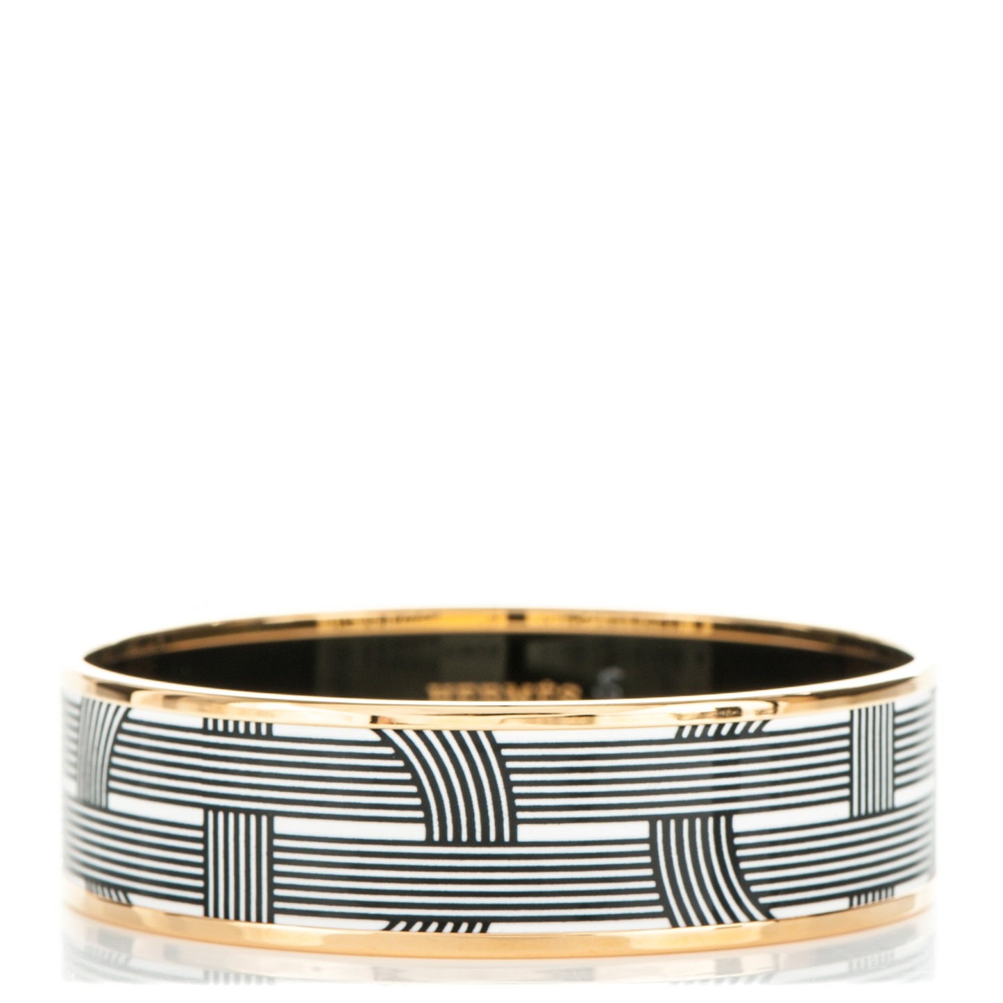 Enamel Printed Circuit 24 Faubourg Wide Bracelet 65 Blanc Noir