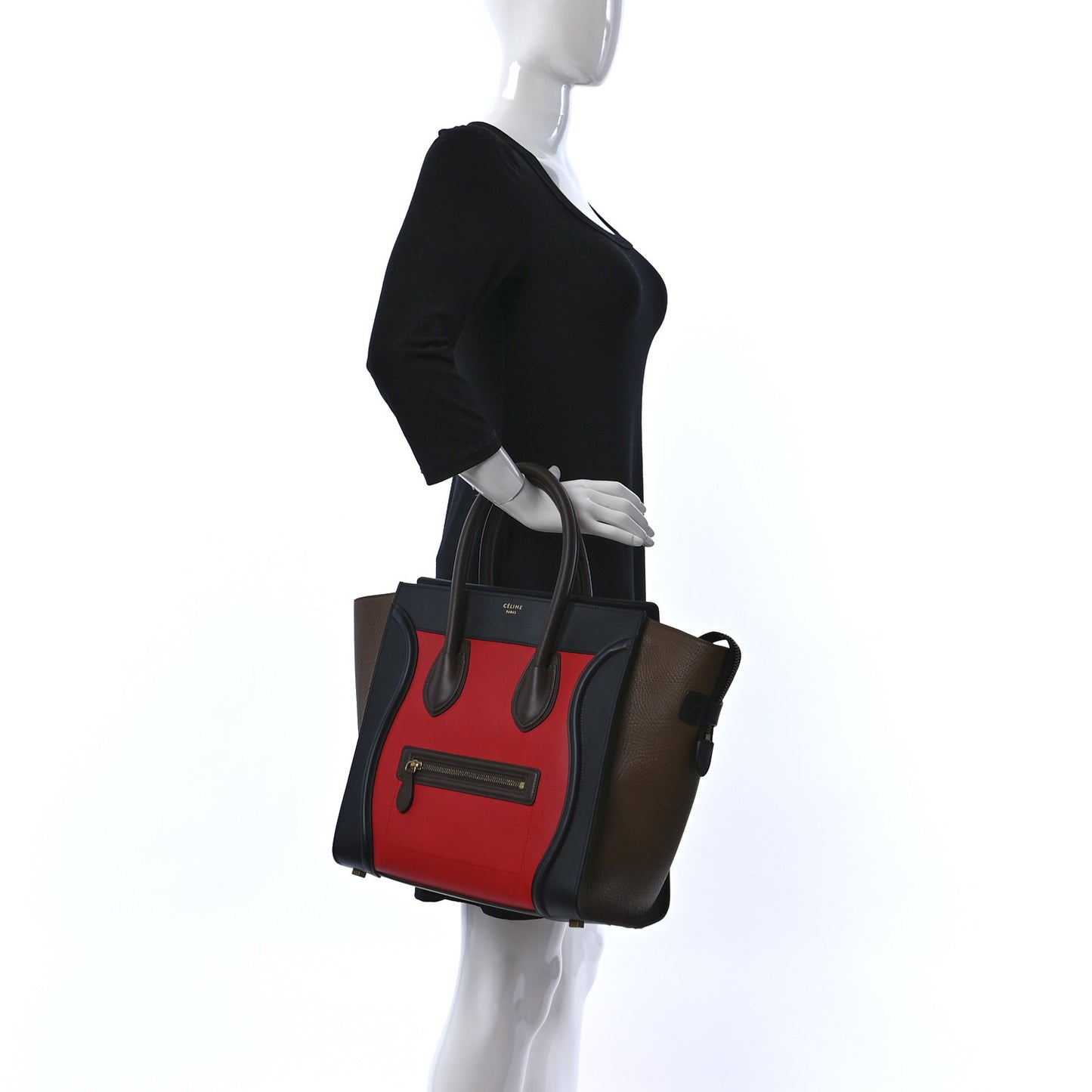 Calfskin Bullhide Mini Luggage Tri-Color Bright Red