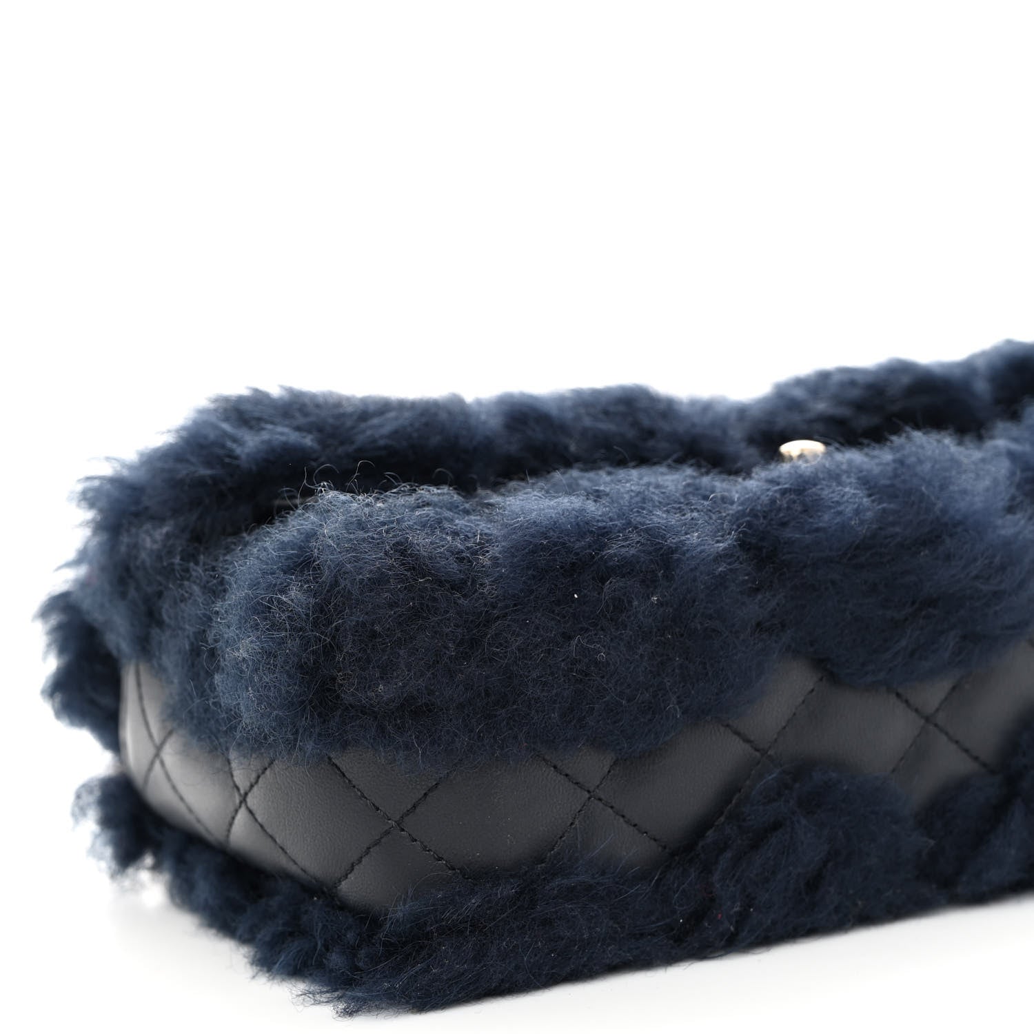 Chanel Shearling Lambskin Quilted Flap Navy Blue 9 of 10