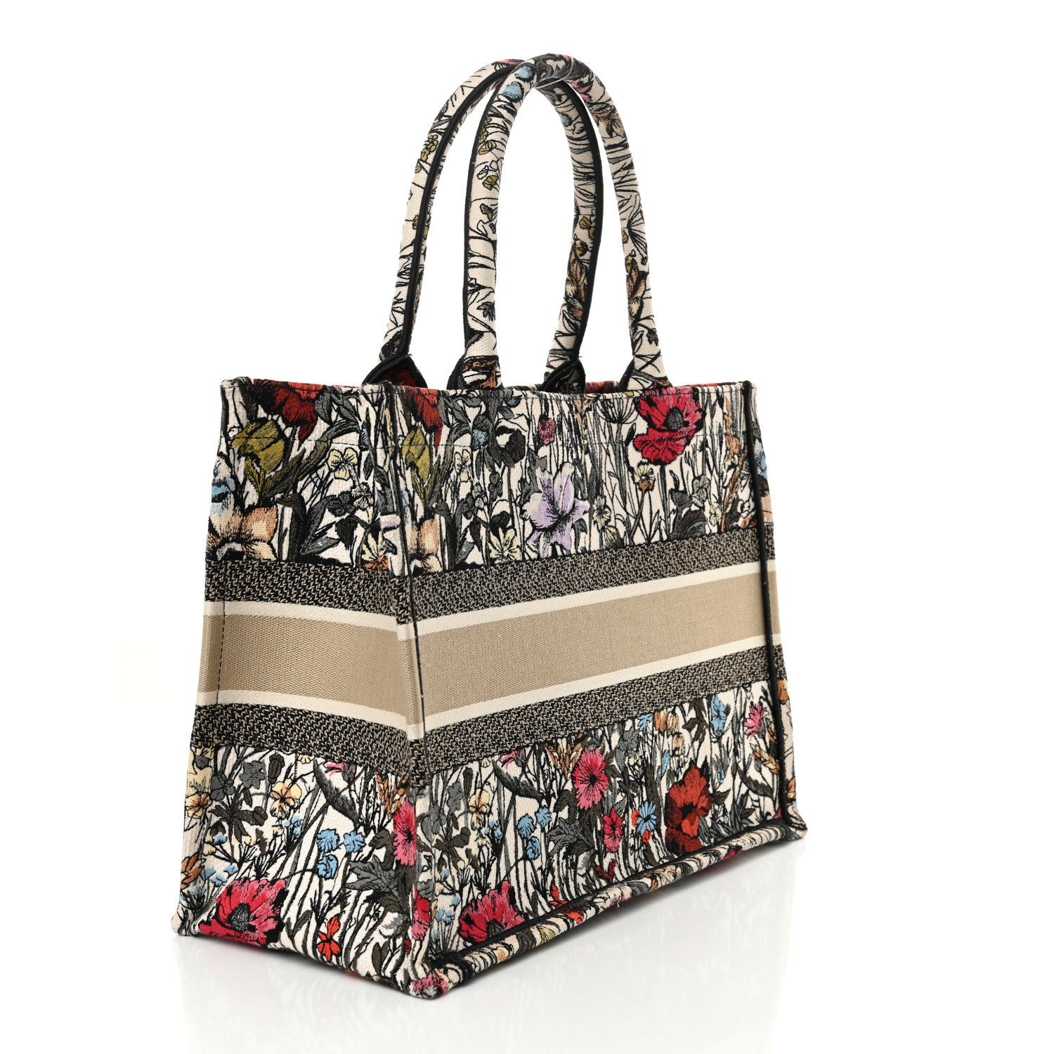 Christian Dior Canvas Embroidered Medium Mille Fleurs Book Tote Multicolor 3 of 15