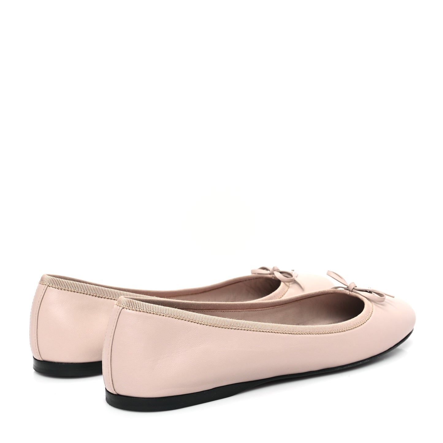 Lambskin Bow Ballerina Flats 39.5 Nude