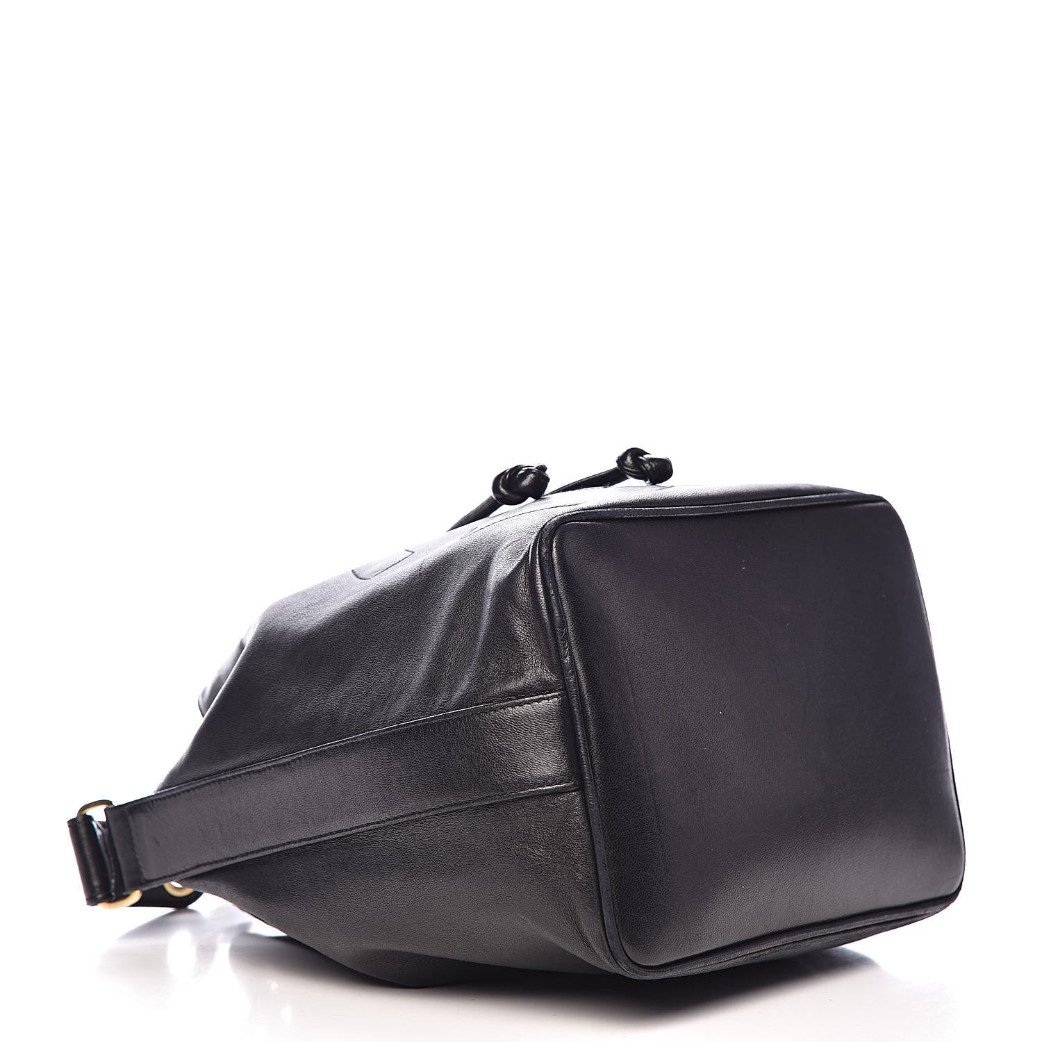 Chanel Lambskin CC Stitched Drawstring Bucket Bag Black 5 of 16
