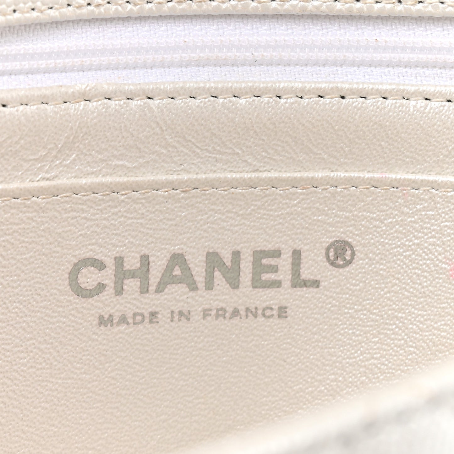 Metallic Caviar Quilted Mini Top Handle Rectangular Flap White
