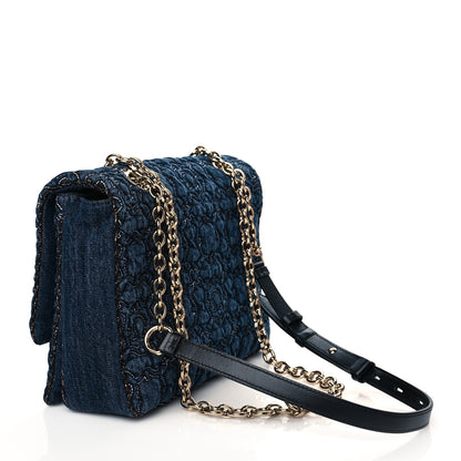 Salvatore Ferragamo Denim Quilted Gancini Small Flap Bag Blue 2 of 10
