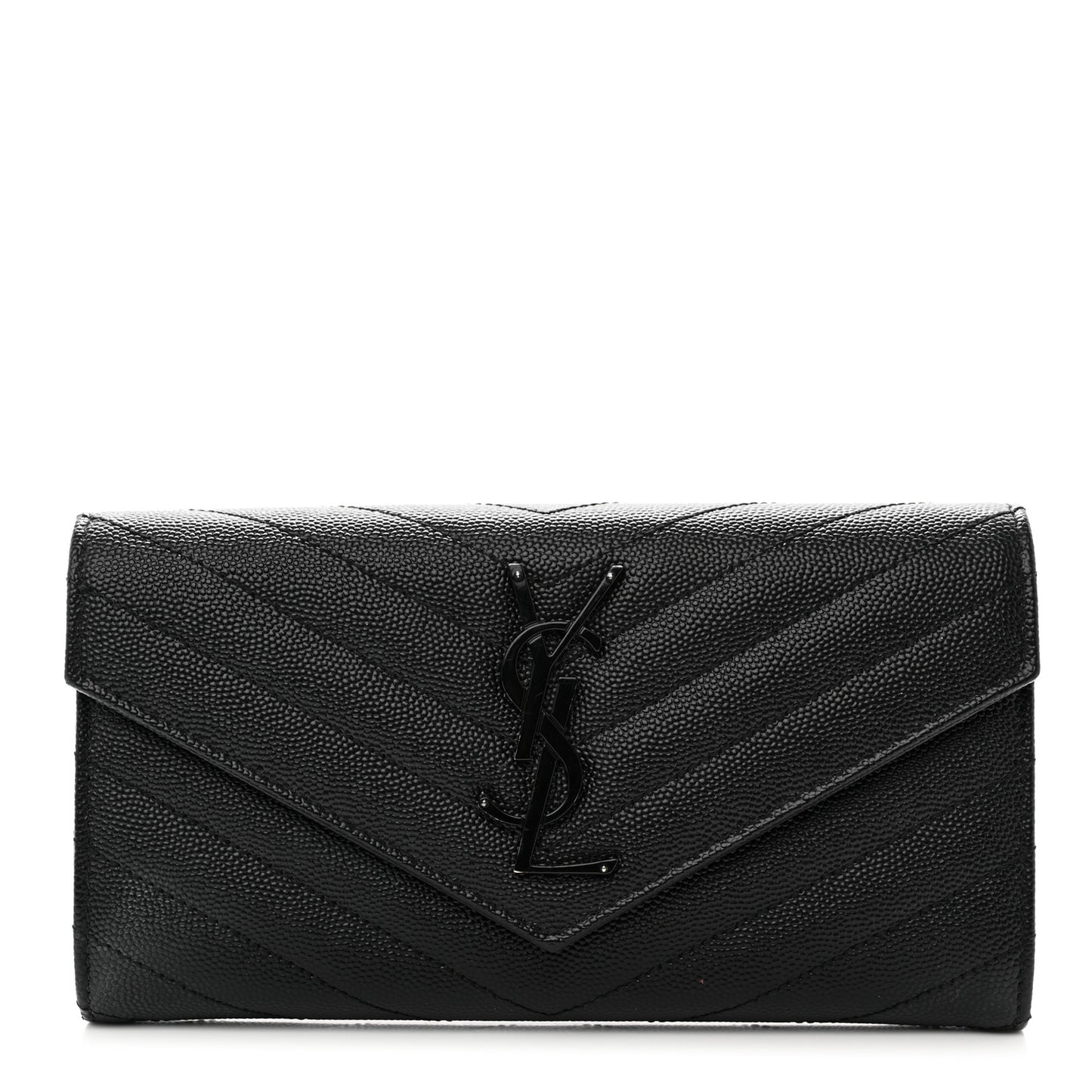 Grain De Poudre Matelasse Chevron Monogram Flap Wallet Black