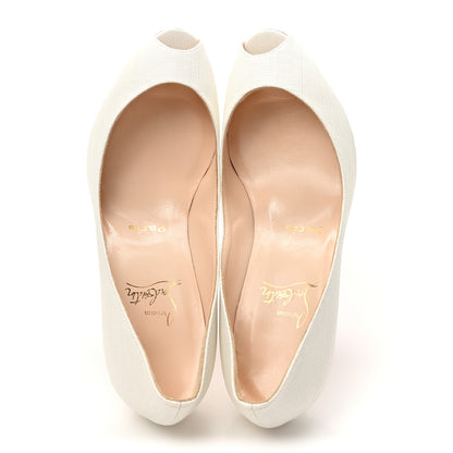 Christian Louboutin Canvas Peep Toe Pumps 40 White 2 of 10