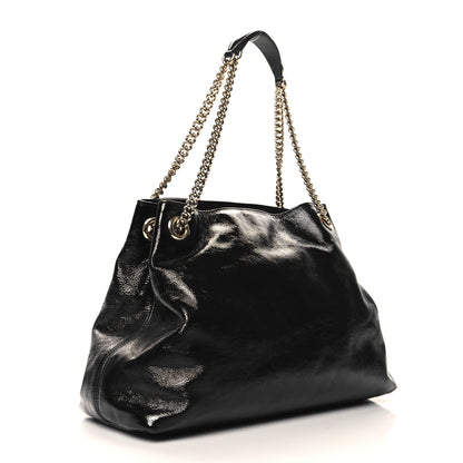Gucci Patent Medium Soho Chain Shoulder Bag Black 3 of 10