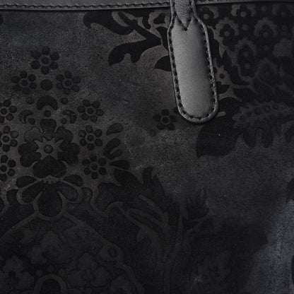 Gucci Nubuck Brocade Medium Soft Stirrup Tote Black 8 of 12
