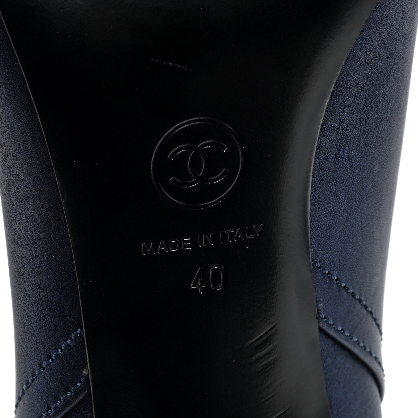 Calfskin Suede Cap Toe CC Short Boots 40 Navy Black