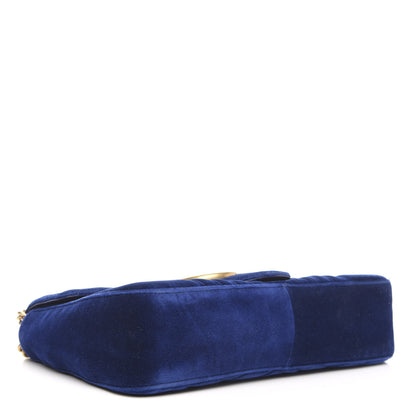 Gucci Velvet Matelasse Medium GG Marmont Shoulder Bag Cobalt Blue 4 of 12