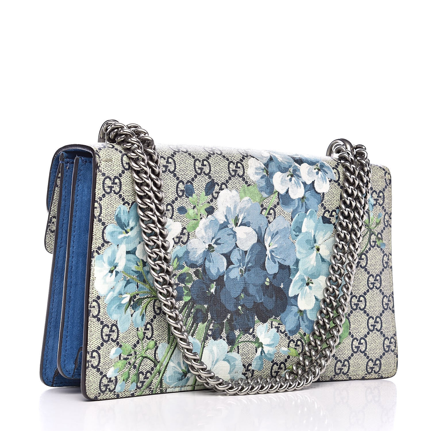 Gucci GG Supreme Monogram Blooms Small Dionysus Shoulder Bag Beige Navy Vintage Blue 3 of 11