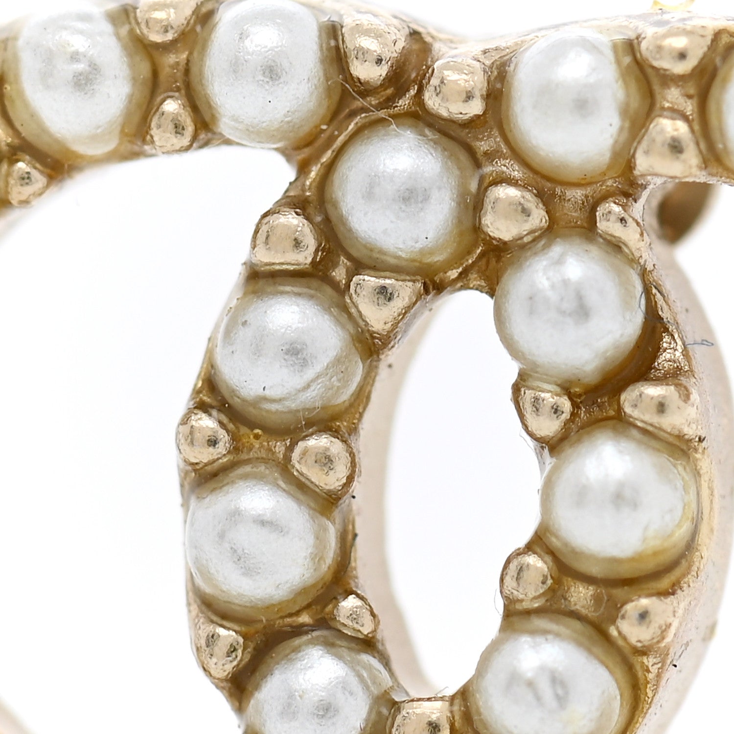 Chanel Pearl CC Earrings Light Gold 5 of 5