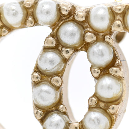 Chanel Pearl CC Earrings Light Gold 5 of 5