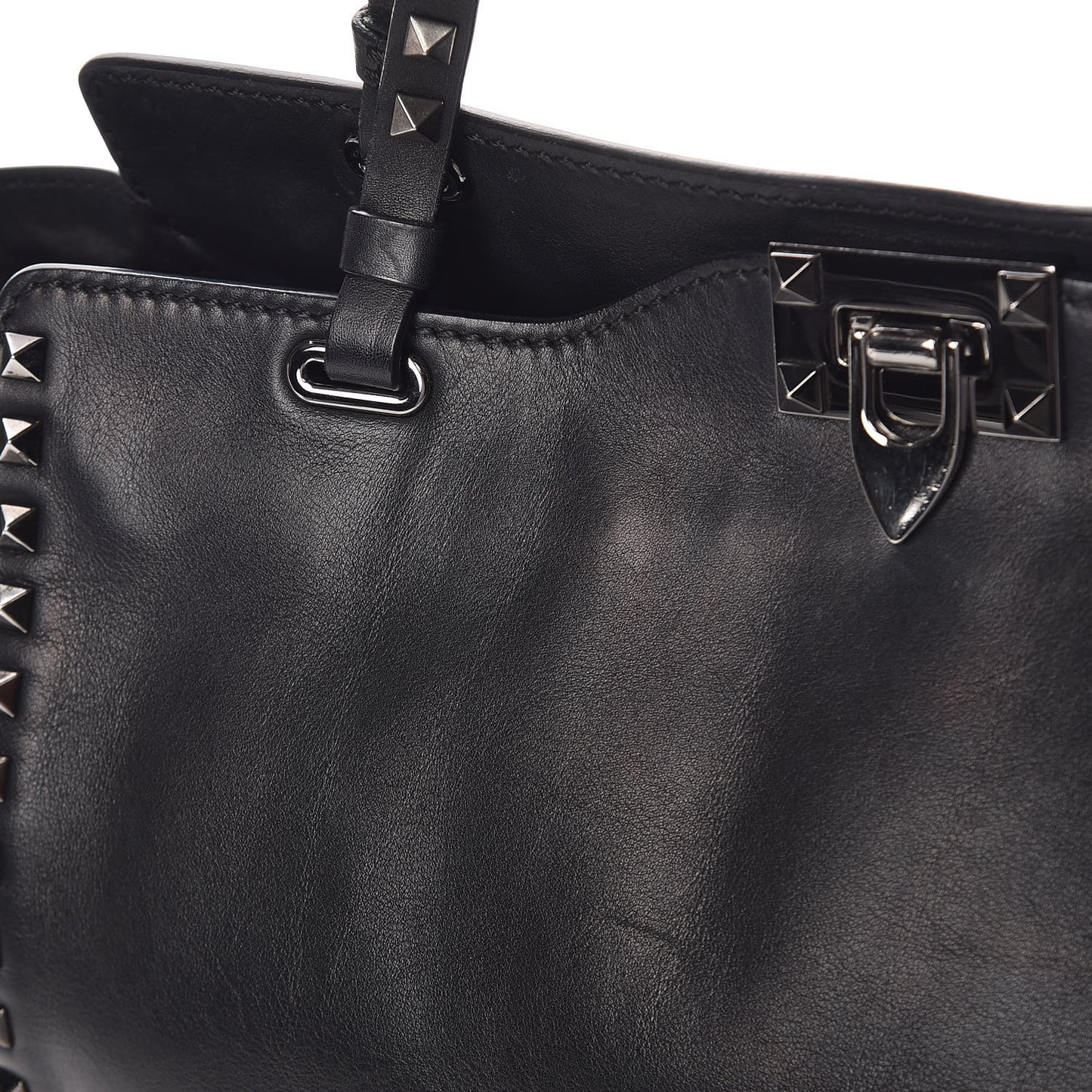Vitello Medium Rockstud Tote Black