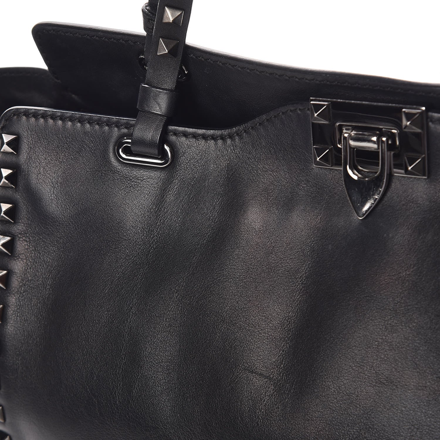 Valentino Garavani Vitello Medium Rockstud Tote Black 8 of 15