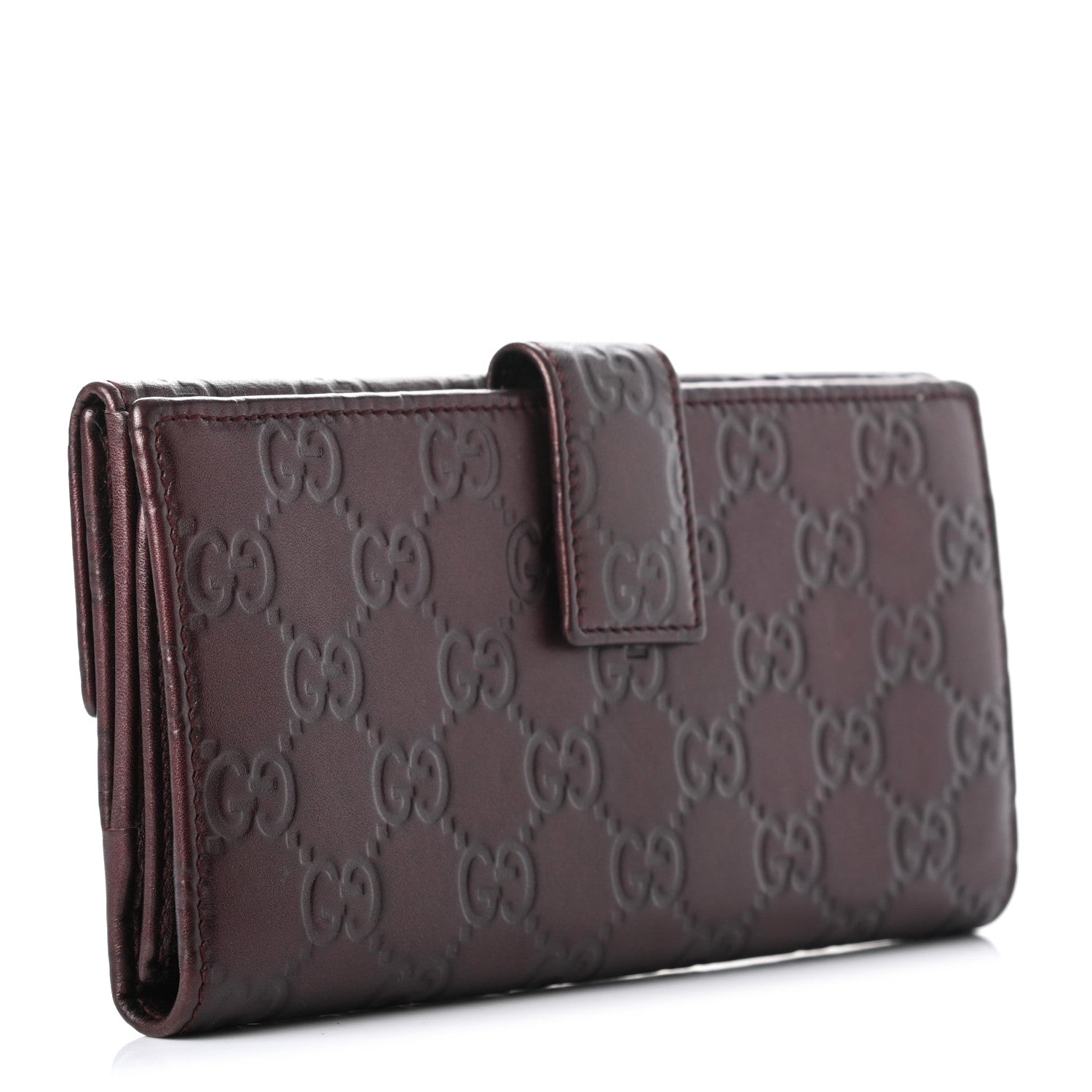 Gucci Guccissima Margaux Calfskin Metal Bar Continental Flap Wallet Chocolate 3 of 7