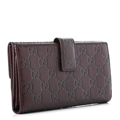 Gucci Guccissima Margaux Calfskin Metal Bar Continental Flap Wallet Chocolate 3 of 7