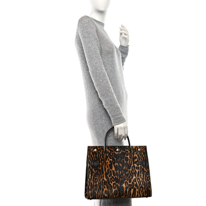 Burberry Calf Hair Leopard Print Medium Title Bag Black 2 of 8