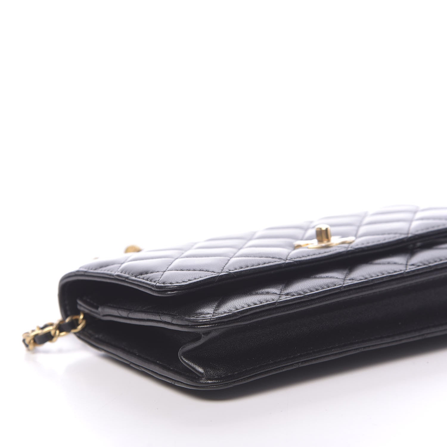 Chanel Lambskin Quilted CC Pearl Crush Wallet on Chain WOC Black 9 of 13
