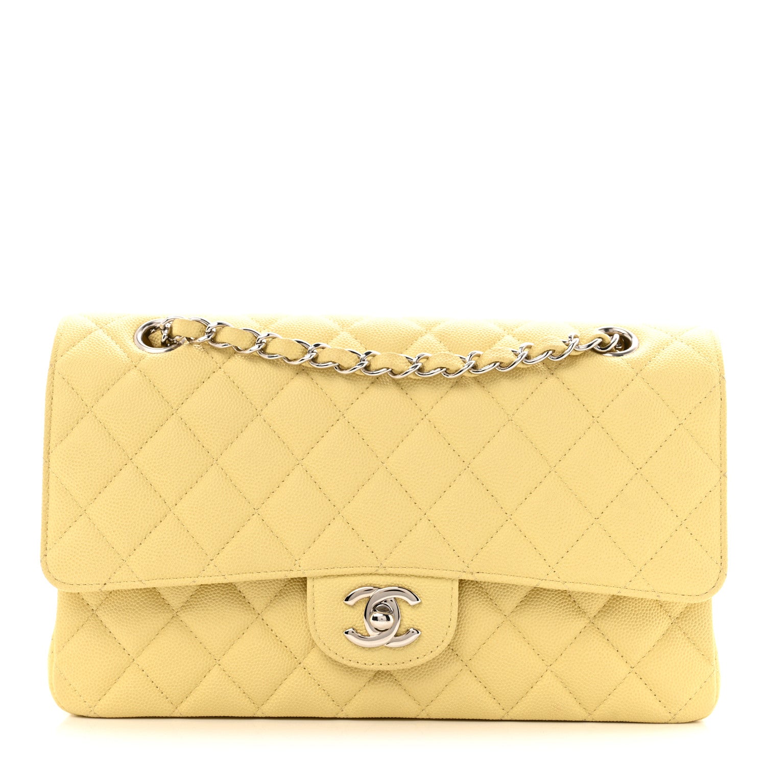 Chanel Caviar Quilted Medium Double Flap Light Yellow 1 of 12