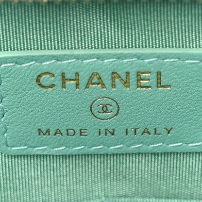 Chanel Tweed Lambskin Quilted Wristlet Pouch Green 6 of 11