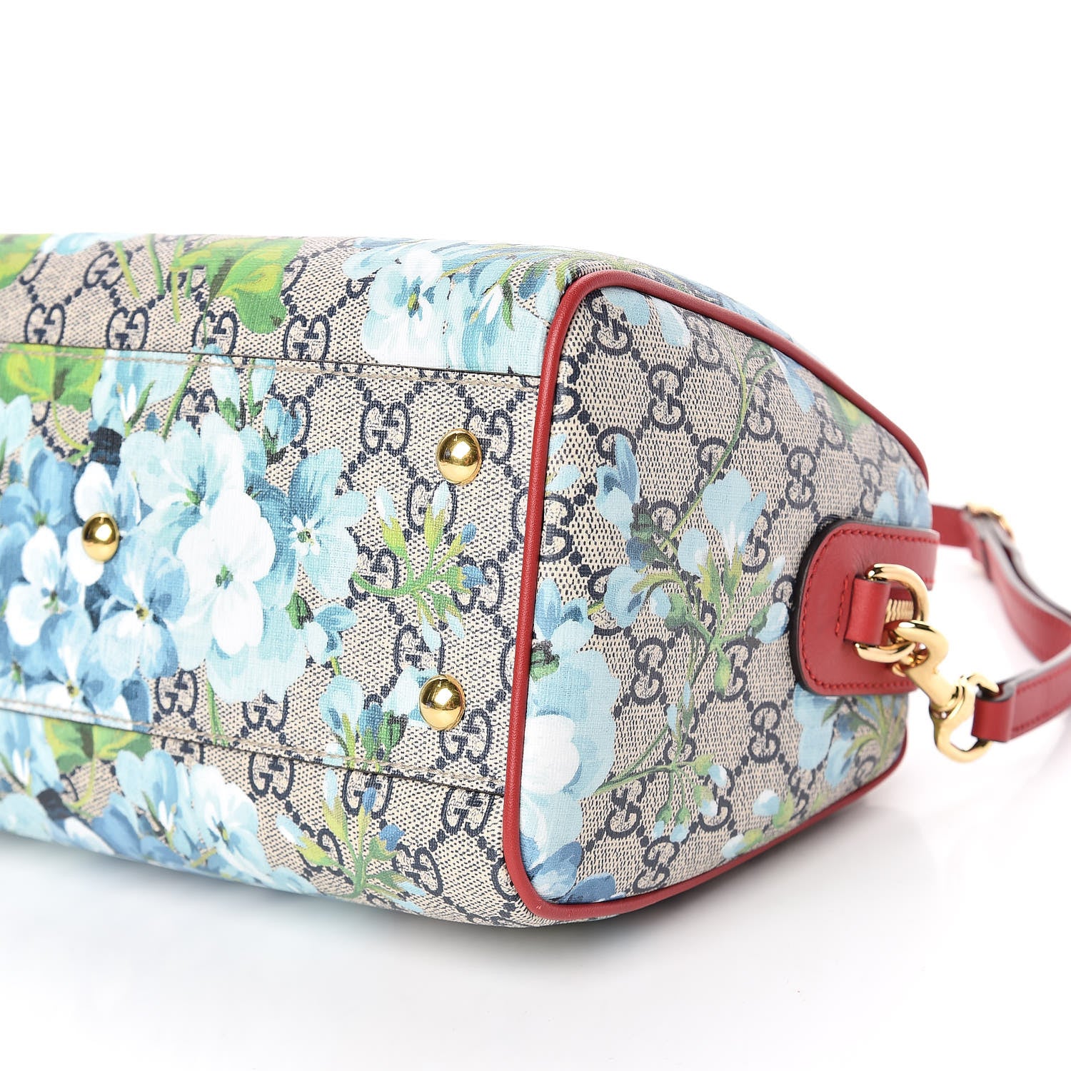 Gucci GG Supreme Monogram Blooms Small Boston Beige Blue Navy Hibiscus Red 6 of 10