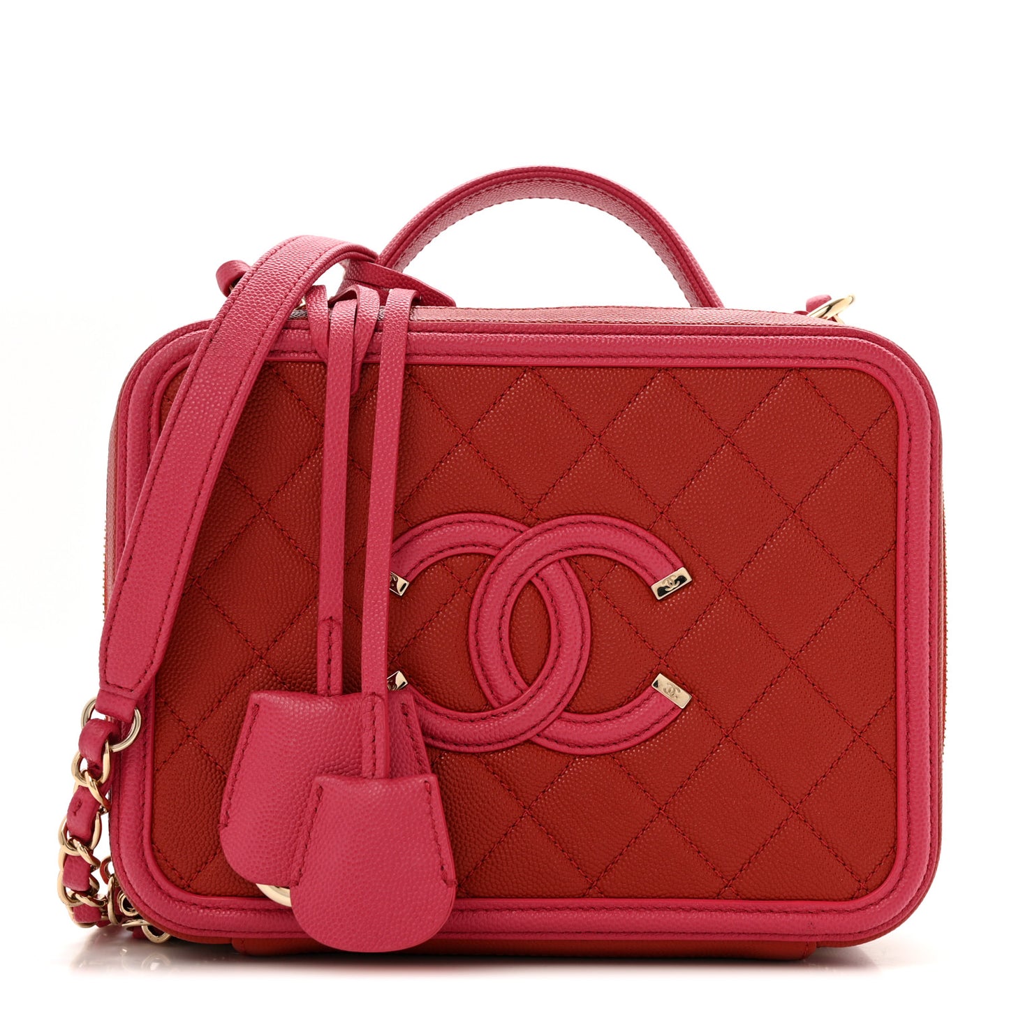 Caviar Quilted Medium CC Filigree Vanity Case Pink