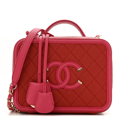Chanel Caviar Quilted Medium CC Filigree Vanity Case Pink 1 of 12