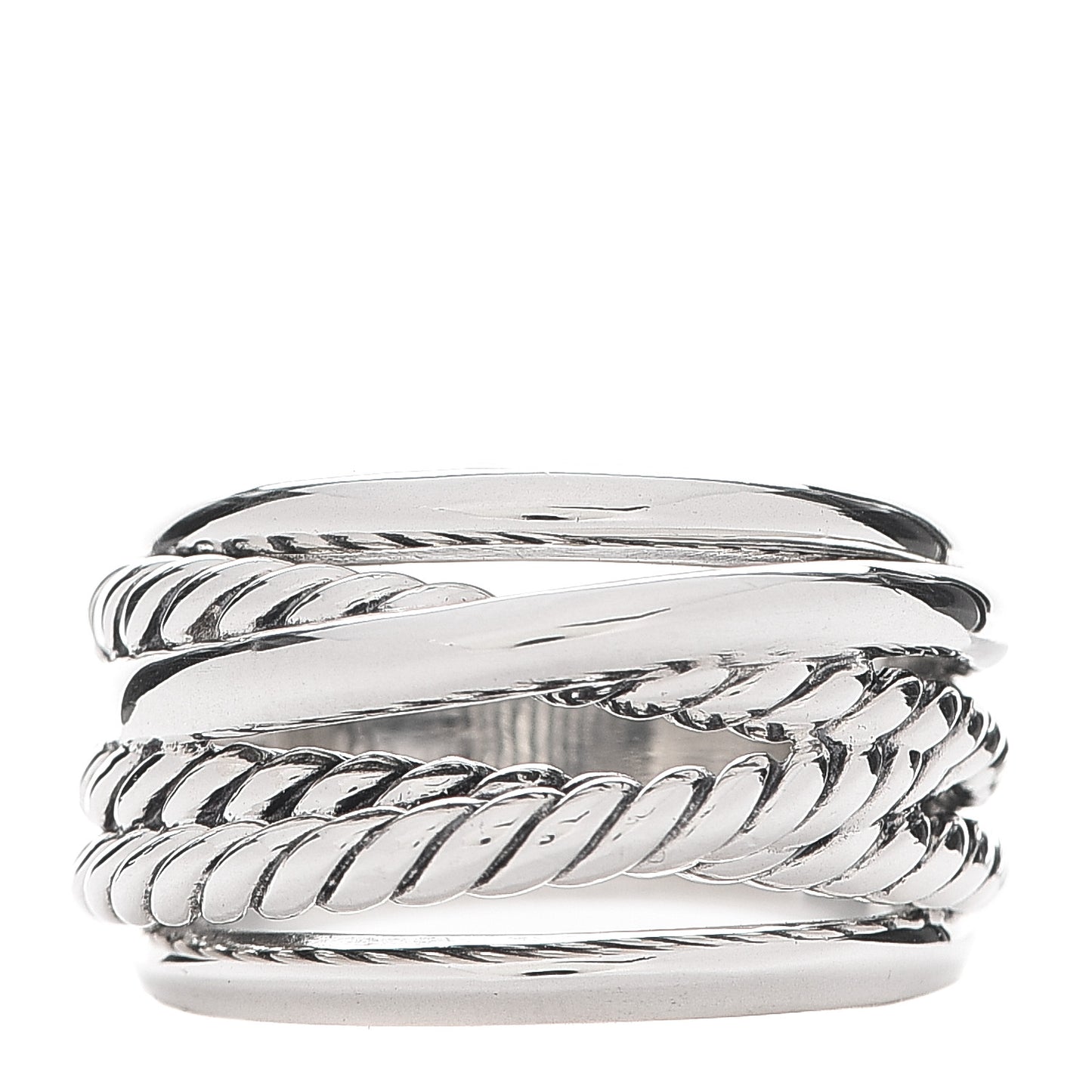 Sterling Silver 15mm Narrow Crossover Cable Ring 57 8