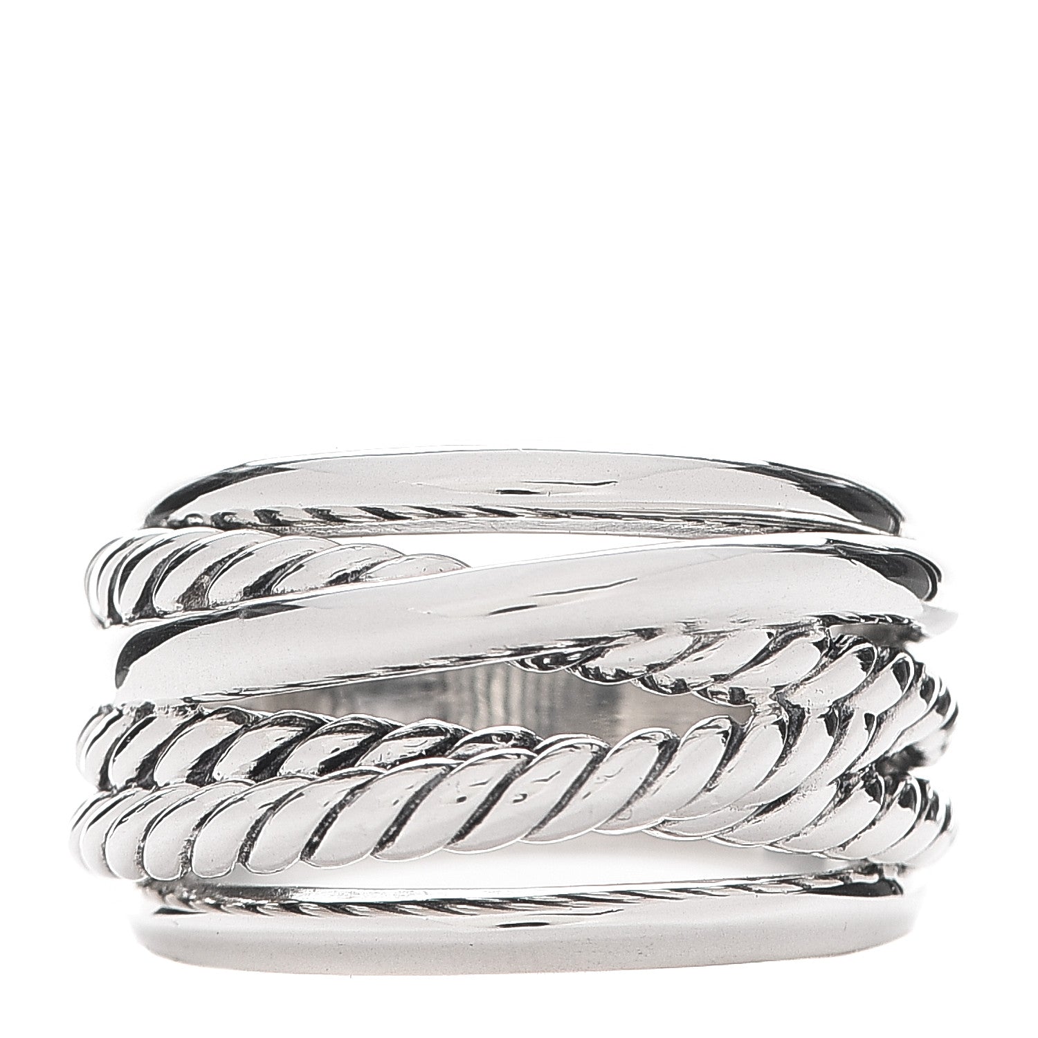 David Yurman Sterling Silver 15mm Narrow Crossover Cable Ring 57 8 1 of 5