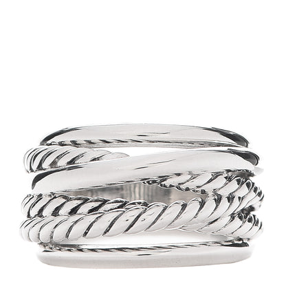 David Yurman Sterling Silver 15mm Narrow Crossover Cable Ring 57 8 1 of 5
