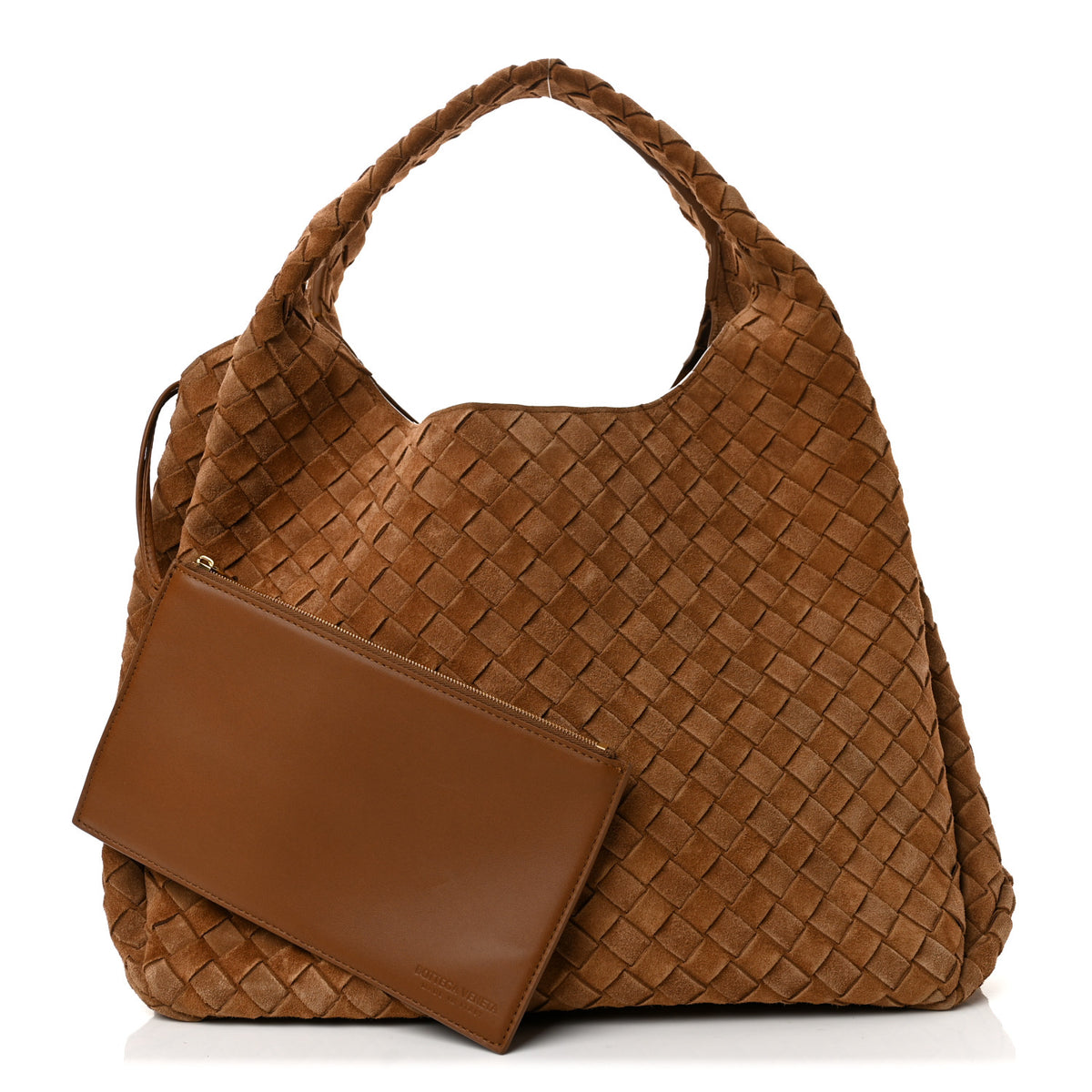 Bottega Veneta Suede Intrecciato Large Campana Shoulder Bag Amber 3 of 11