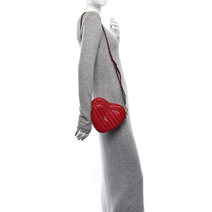 Gucci Calfskin Matelasse Diagonal Mini Interlocking G Heart Shoulder Bag Hibiscus Red 2 of 8