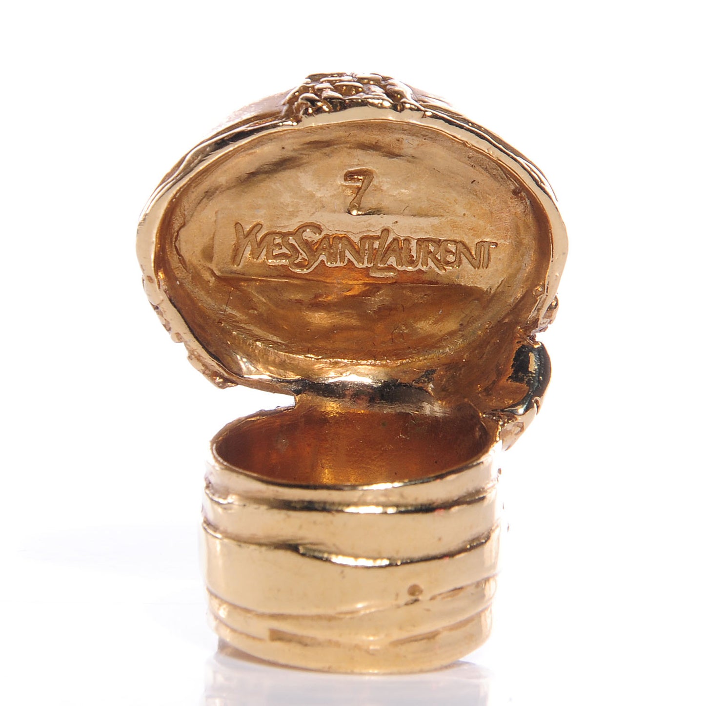 Glass Cabochon Arty Ovale Ring 7 Gold Turquoise