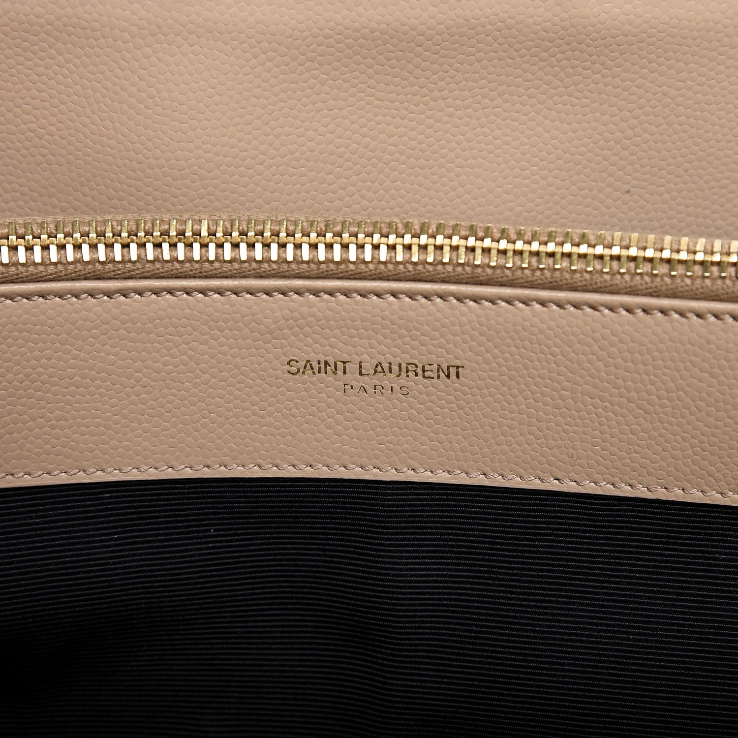 Saint Laurent Grain De Poudre Matelasse Chevron Monogram Shopping Bag Dark Beige 8 of 13