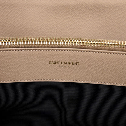 Saint Laurent Grain De Poudre Matelasse Chevron Monogram Shopping Bag Dark Beige 8 of 13