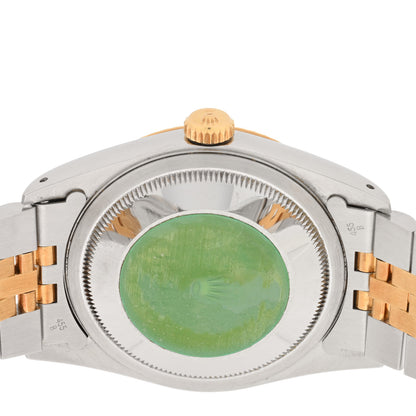 Rolex Stainless Steel 18K Yellow Gold 36mm Oyster Perpetual Datejust Watch Black 16233 4 of 5