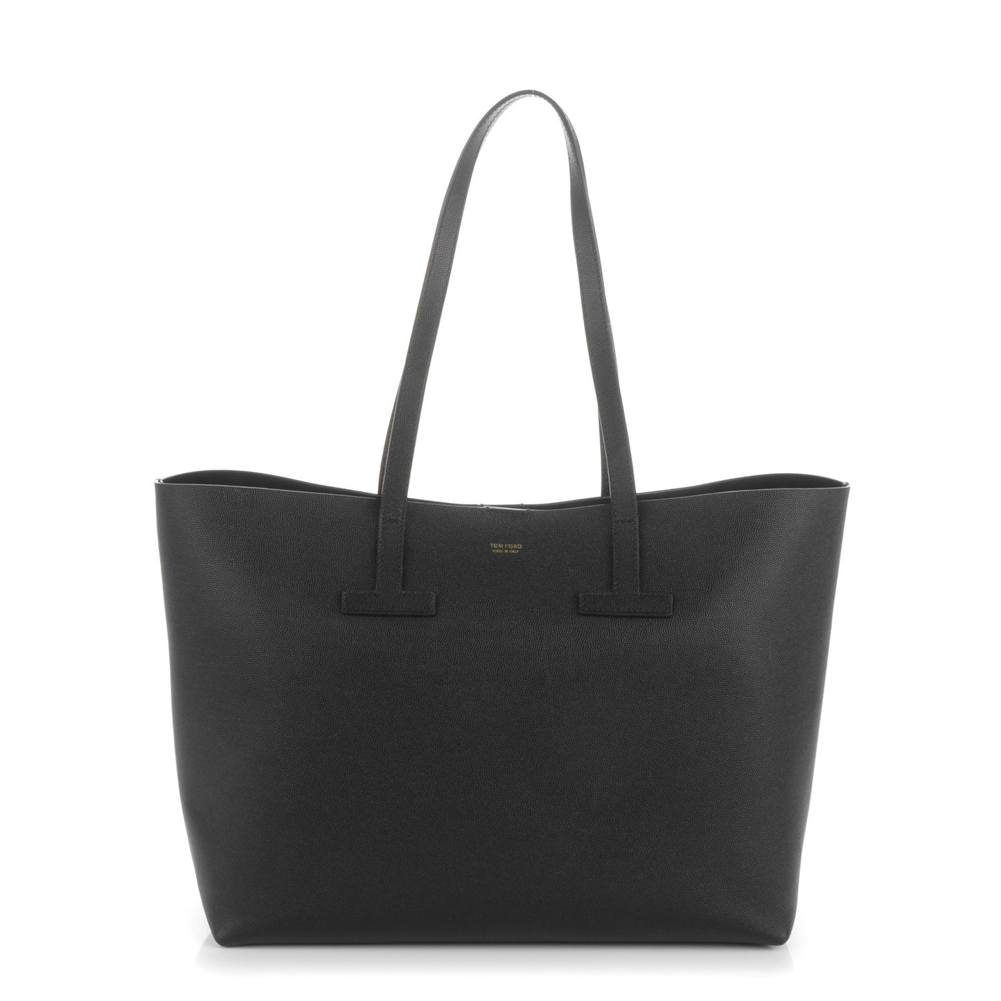 Grained Calfskin Small T Tote Black