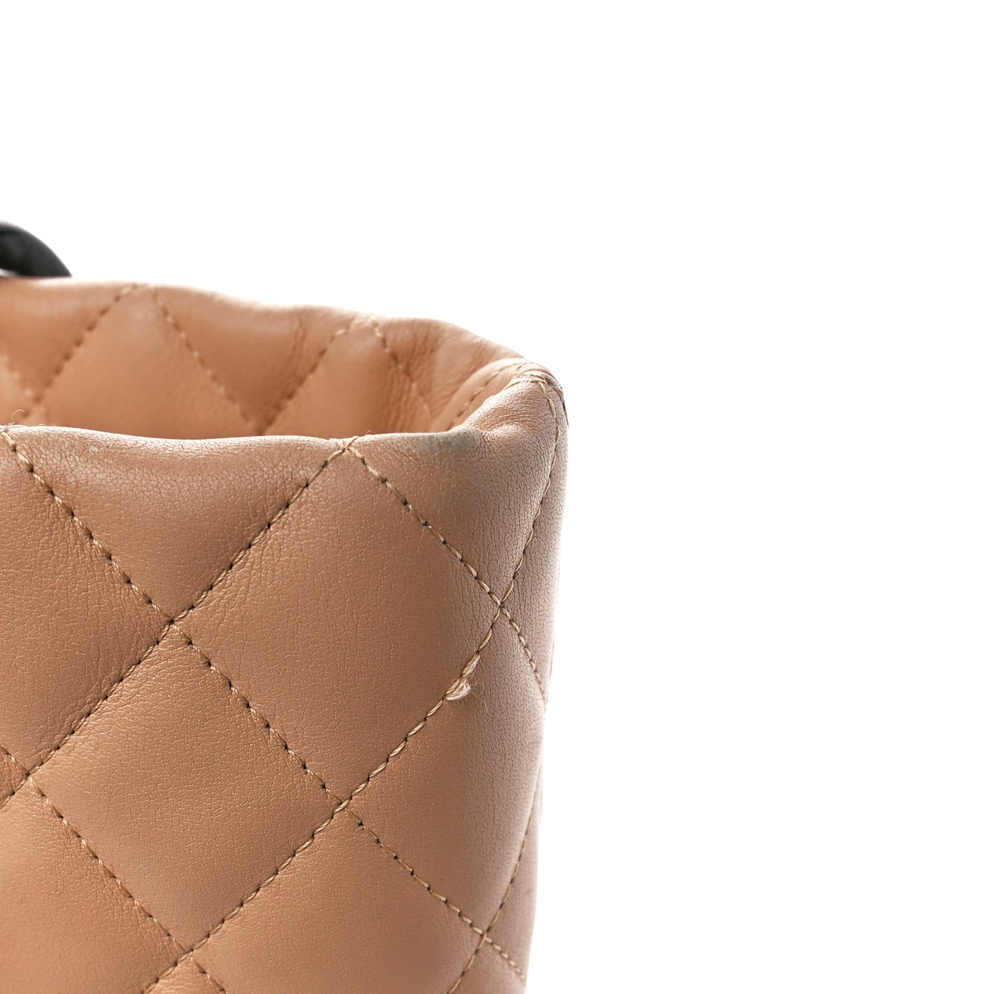 Calfskin Quilted Medium Cambon Tote Beige Black