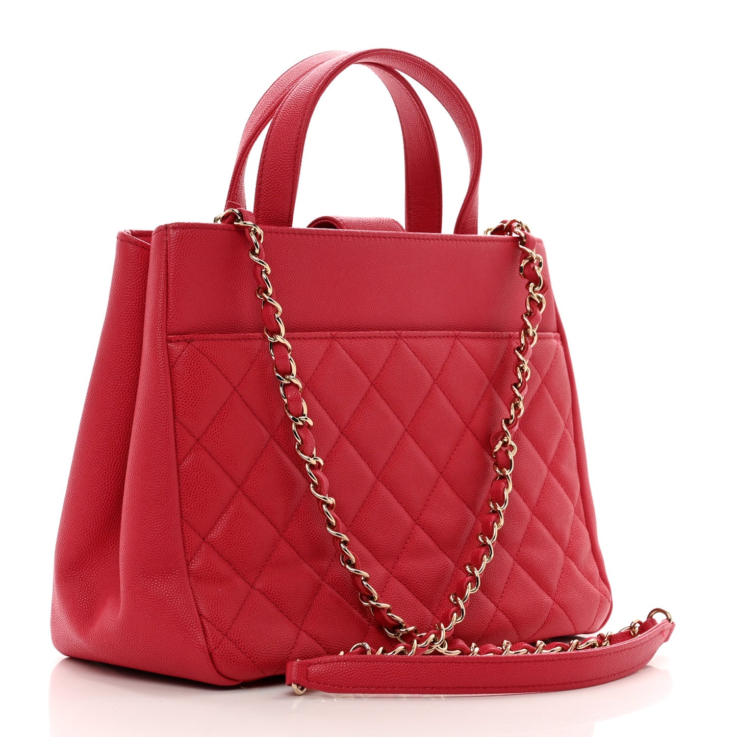 Caviar Quilted Small Business Affinity Shopping Bag Red