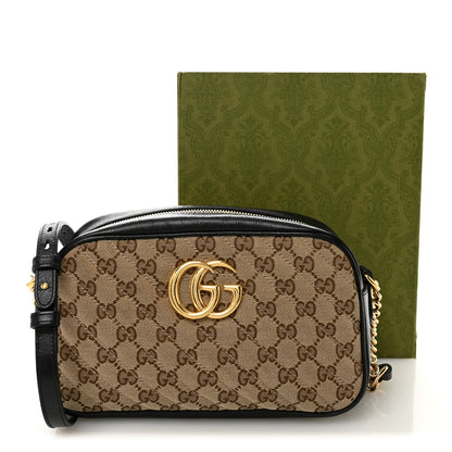 Gucci Monogram Matelasse Diagonal Small GG Marmont Chain Shoulder Bag Beige Black 12 of 12