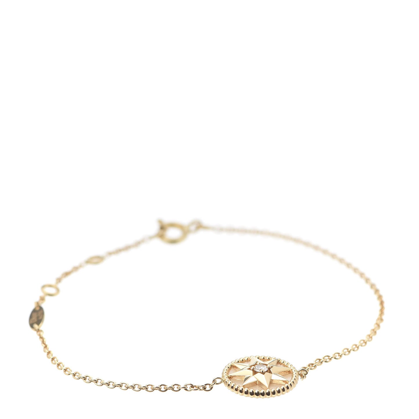 18K Yellow Gold Diamond Mother of Pearl Rose Des Vents Bracelet
