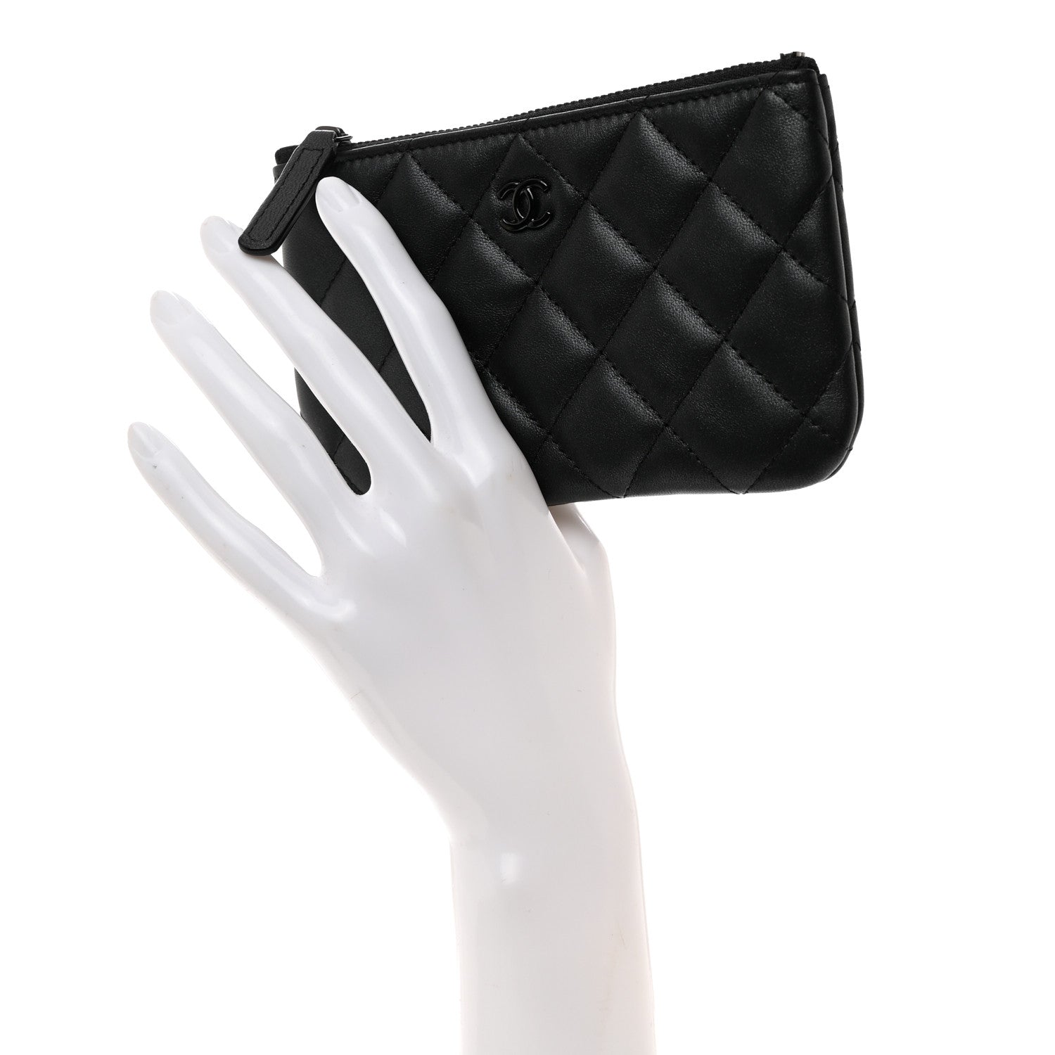 Chanel Pearly Lambskin Quilted Small Cosmetic Case So Black 2 of 8