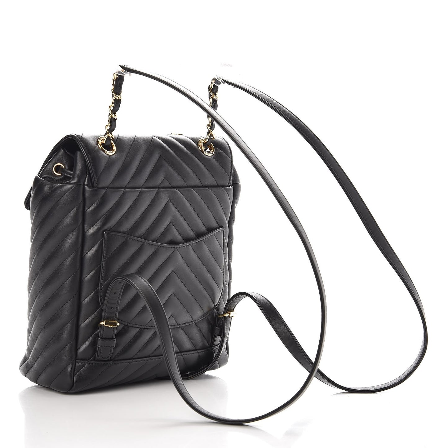Calfskin Chevron Quilted Small Urban Spirit Backpack Black