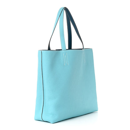 Hermes Veau Sikkim Taurillon Clemence Double Sens 36 Reversible Tote Colvert Bleu Atoll 5 of 17