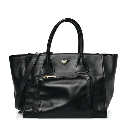 Prada City Calf Front Pocket Tote Black 1 of 7